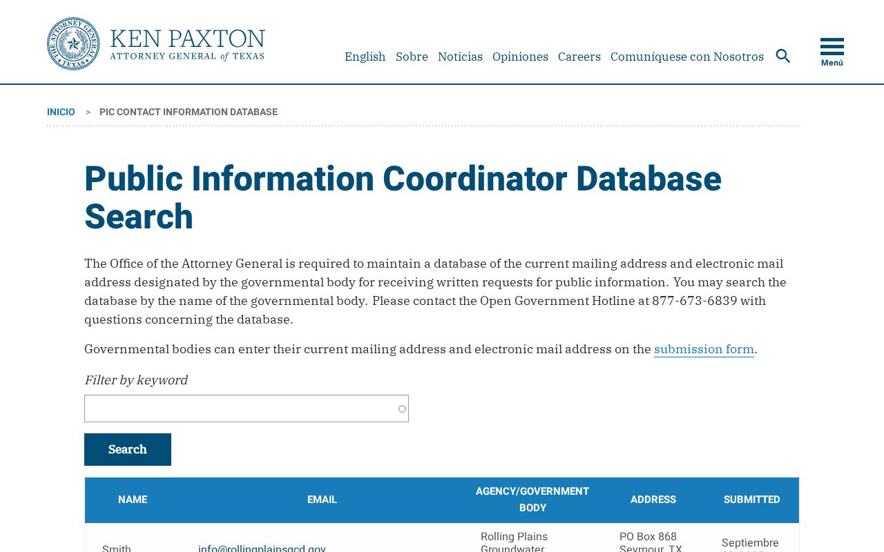 Sabine County warrant records research: Texas Attorney General public information coordinator directory entry
