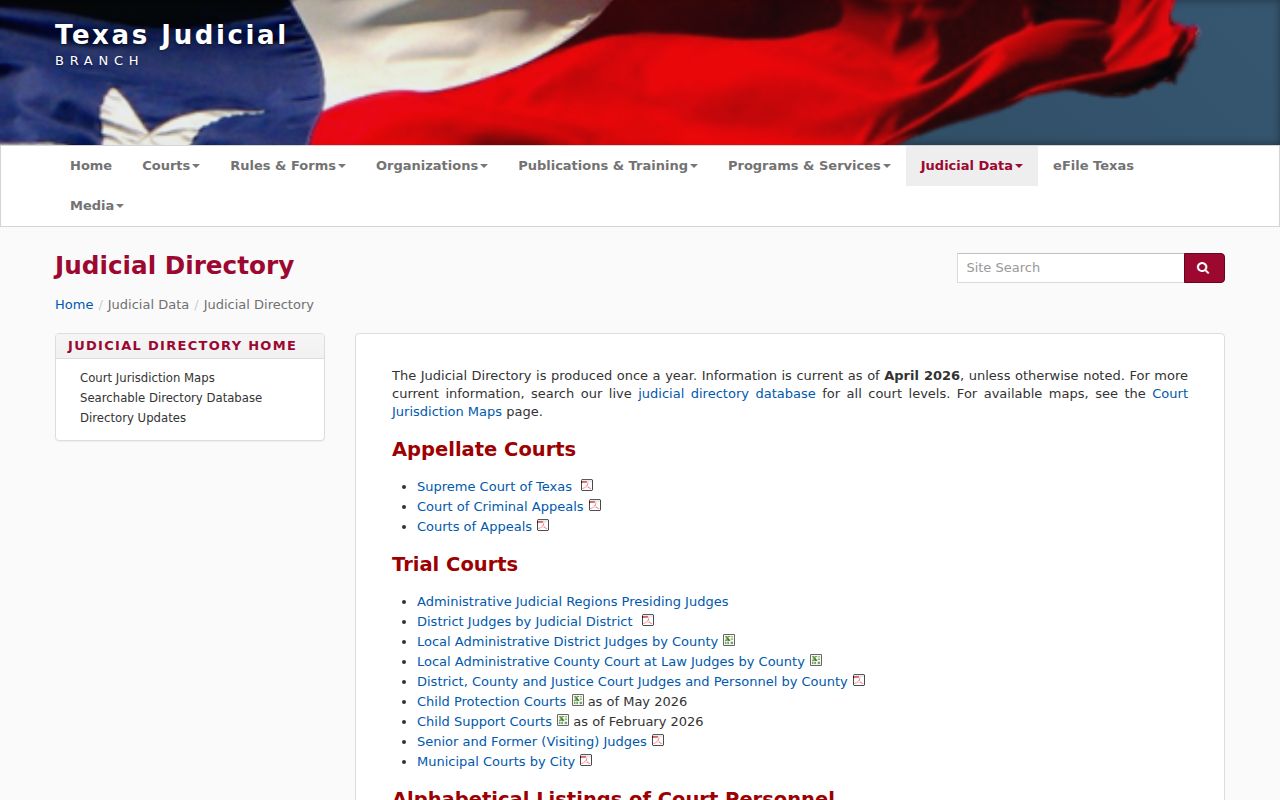Sabine County warrant records: Texas court directory used to identify the right court