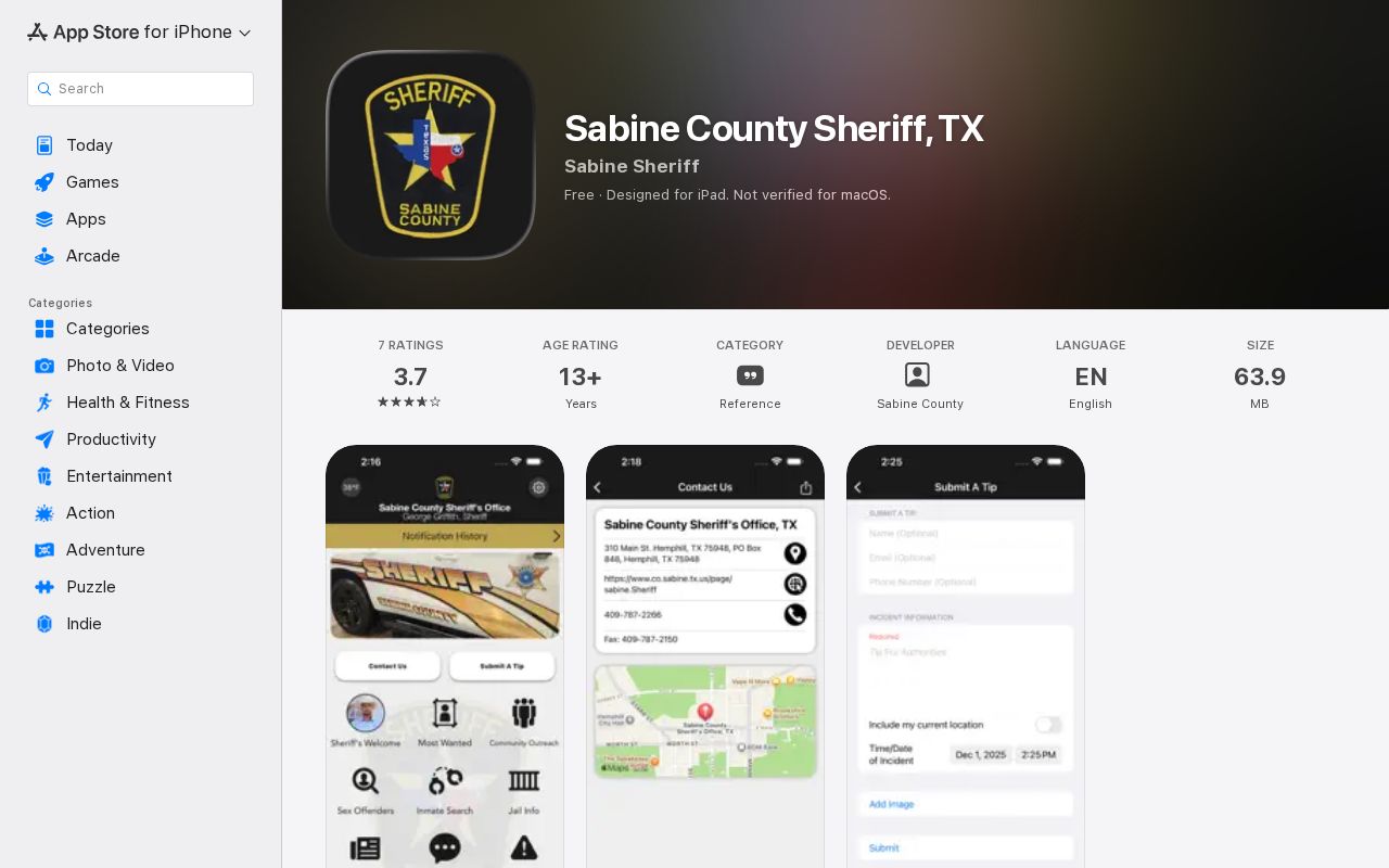 Sabine County warrant records research: official Sheriff app listing identifies public outreach features