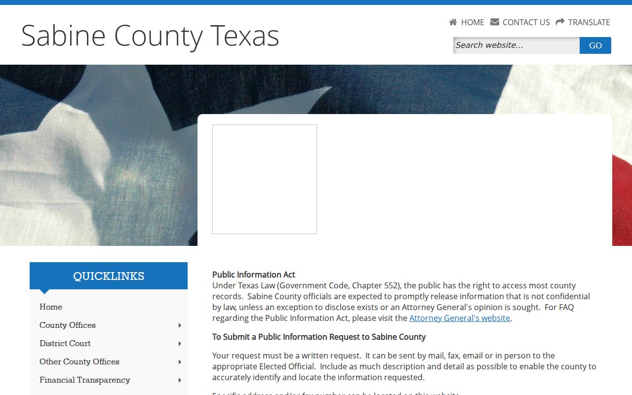 Sabine County warrant records: public information request instructions
